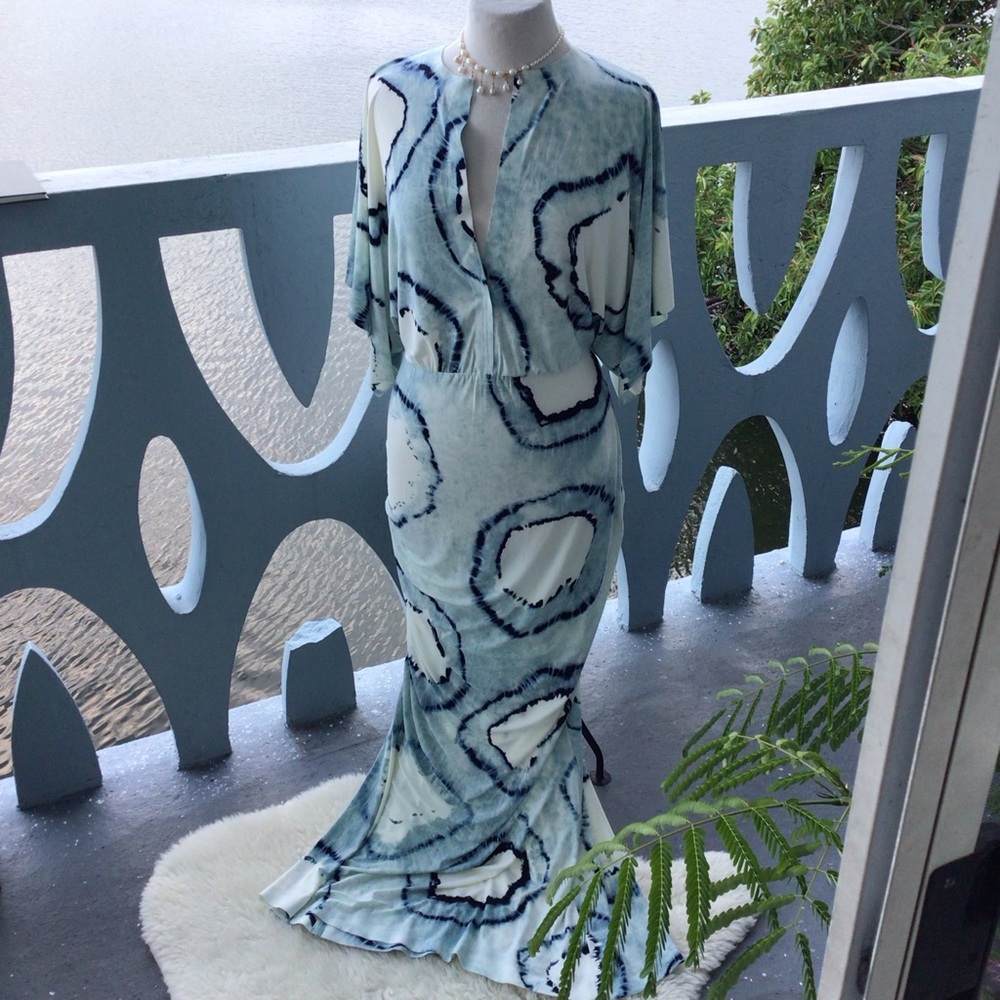 Norma Kamala Obie Maxi Gown in Multi Blues Gorgeous